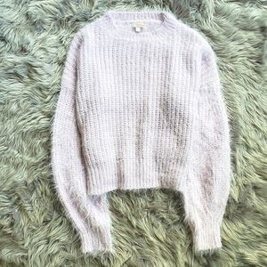 Gianni Bini Cropped Lavender Eyelash Sweater Small